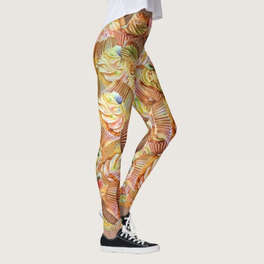 Niedliches Cupcake-Muster, Cupcake-Hintergrundmust Leggings (Rechts)