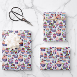 Niedliches Cupcake-Party Geschenkpapier Set