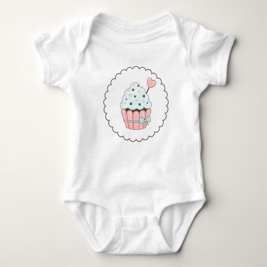 Niedliches Cupcake Pink & Minze Blue Design Baby Strampler (Vorderseite)
