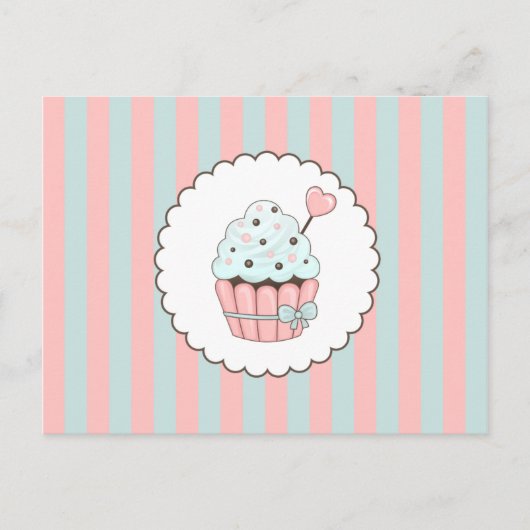 Niedliches Cupcake Pink & Minze Blue Design Postkarte (Vorderseite)