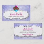 NIEDLICHES CUPCAKE whimsical bukepattern lila Visitenkarte (Vorne/Hinten)