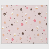 Niedliches Cupcakes Bäckereimuster Rosa Geschenkpapier (Flach)