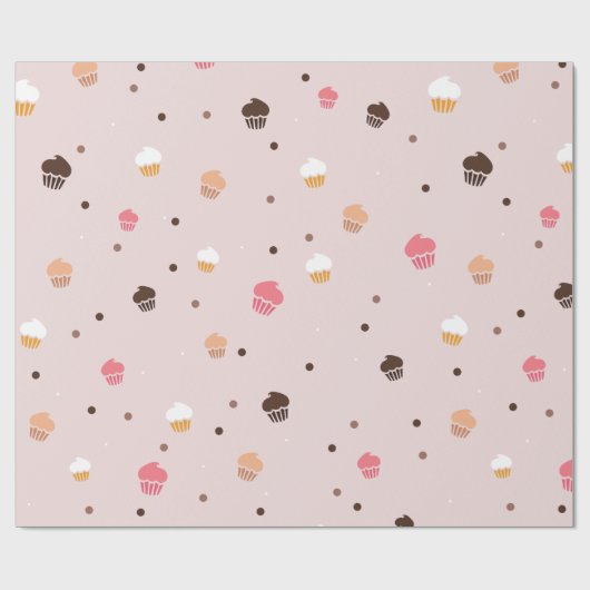 Niedliches Cupcakes Bäckereimuster Rosa Geschenkpapier (Flach)