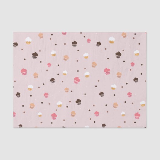 Niedliches Cupcakes Bäckereimuster Rosa Seidenpapier (Vorderseite)
