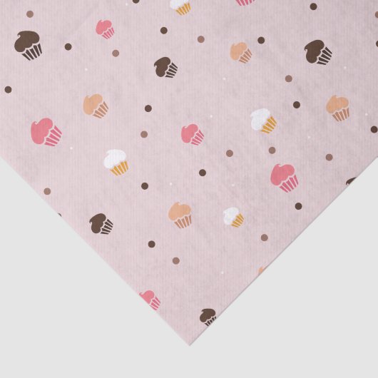 Niedliches Cupcakes Bäckereimuster Rosa Seidenpapier (Ausschnitt)