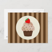 Niedliches Cupcakes Brown Stripes Design Postkarte (Vorne/Hinten)