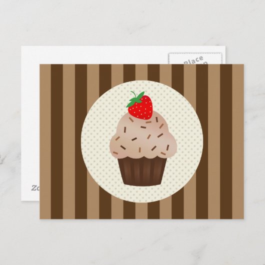 Niedliches Cupcakes Brown Stripes Design Postkarte (Vorne/Hinten)