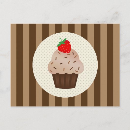 Niedliches Cupcakes Brown Stripes Design Postkarte (Vorderseite)