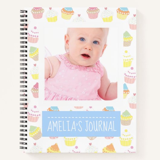 Niedliches Cupcakes Custom Baby Foto Journal Notizblock (Vorderseite)