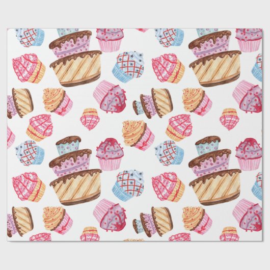 Niedliches Cupcakes Musterpapier Geschenkpapier (Flach)