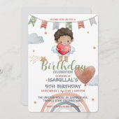 Niedliches Cupid afro Jungen Balloon valentine Geb Einladung (Vorne/Hinten)