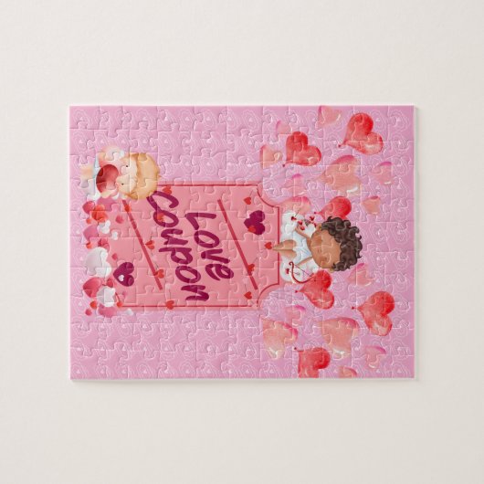 Niedliches Cupid Liebe Coupon Puzzle (Horizontal)