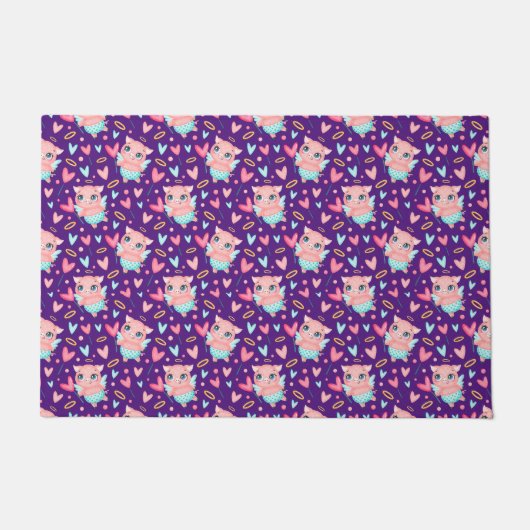 Niedliches Cupid Pig Wharkes Muster Fußmatte (Vorderseite)