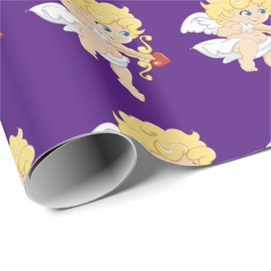 Niedliches Cupid Valentine Wrapping Paper Geschenkpapier (Rolleneckpunkt)