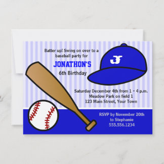 Niedliches Custom Baseball Geburtstagsparty Blue u Einladung