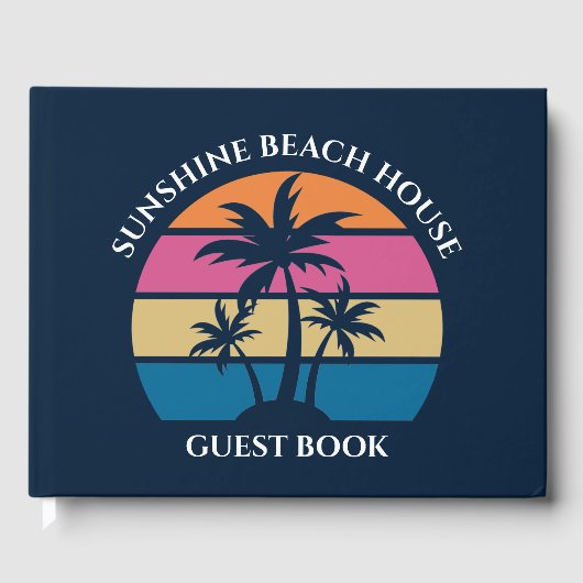 Niedliches Custom Beach House Palm Tree Gästebuch (Vorderseite)