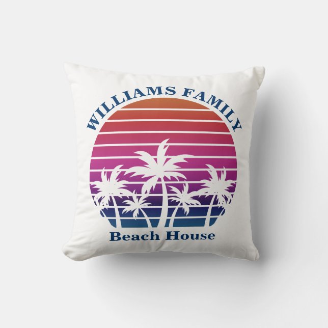 Niedliches Custom Beach House Palm Tree Tropical S Kissen (Vorderseite)