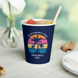 Niedliches Custom Beach Party Palm Trees Blue Pappbecher