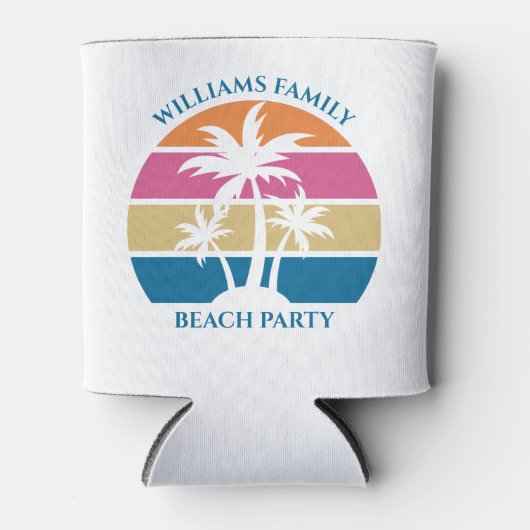 Niedliches Custom Beach Party Tropical Palm Tree Dosenkühler (Vorderseite)