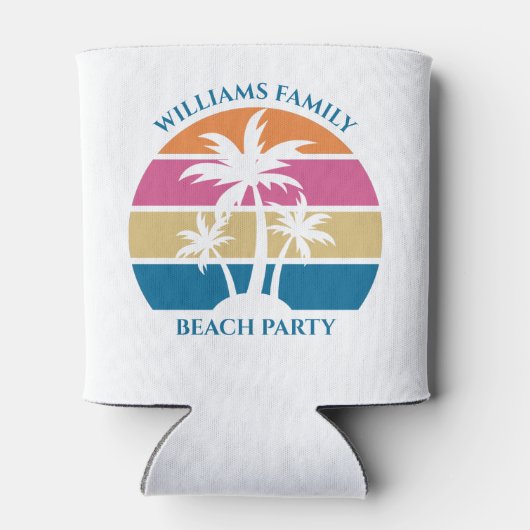 Niedliches Custom Beach Party Tropical Palm Tree Dosenkühler (Rückseite)