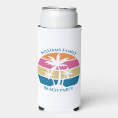 Niedliches Custom Beach Party Tropical Palm Tree Selters Dosenkühler (Seltzer Vorderseite)