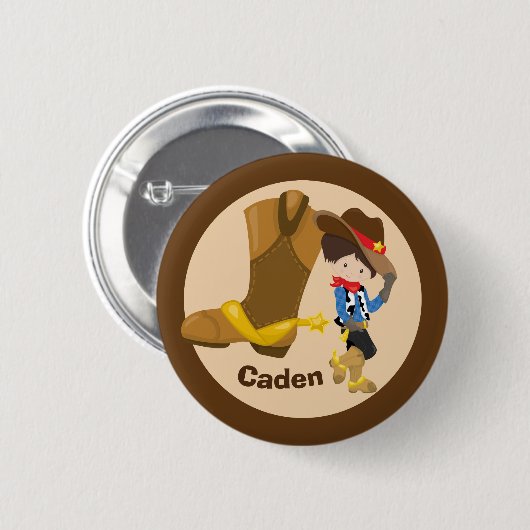 Niedliches Custom Cowboy Birthday Boy Party Button (Vorne & Hinten)