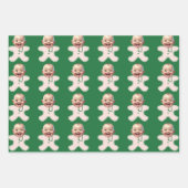 Niedliches Custom Face Foto Lebkuchen Weihnachten Geschenkpapier Set (Vorderseite)
