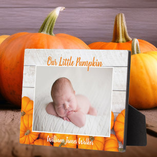 Niedliches Custom Fall Baby Pumpkin Neugeborenes F Fotoplatte