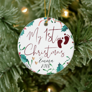 Niedliches Custom Foto Baby First Christmas Tree Keramik Ornament