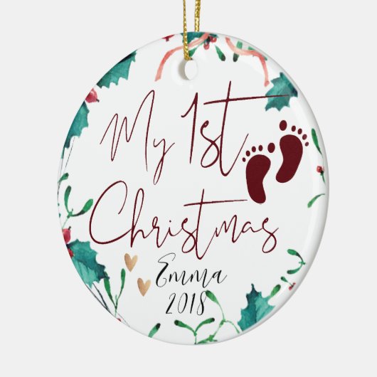 Niedliches Custom Foto Baby First Christmas Tree Keramik Ornament (Links)