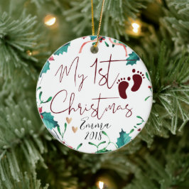 Niedliches Custom Foto Baby First Christmas Tree Keramik Ornament