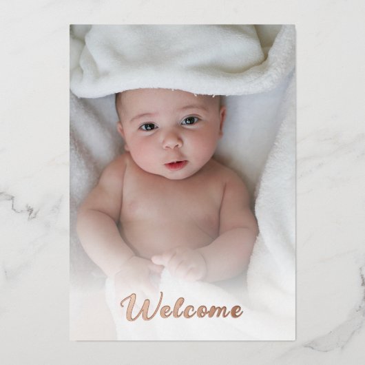 Niedliches Custom Foto Simple Hello Baby Neuborn Folieneinladung (Vorderseite)