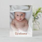Niedliches Custom Foto Simple Hello Baby Neuborn Folieneinladung (Stehend vorne)