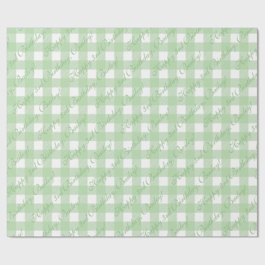Niedliches Custom Green Gingham Country Shabby Chi Geschenkpapier (Flach)
