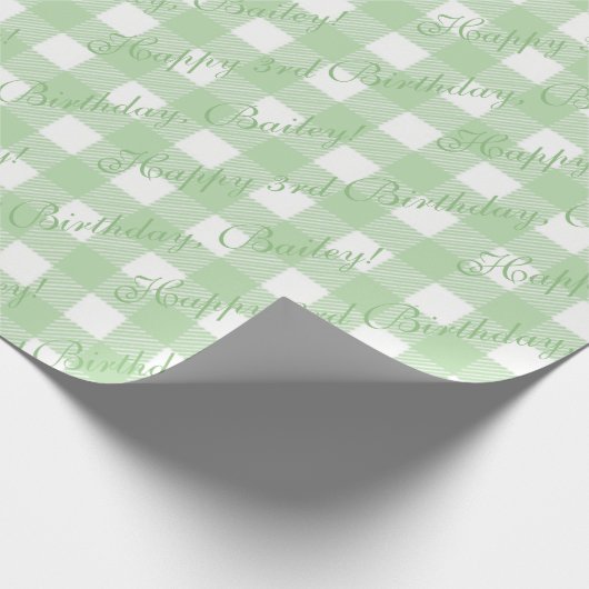 Niedliches Custom Green Gingham Country Shabby Chi Geschenkpapier (Ecke)