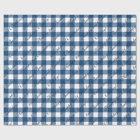 Niedliches Custom Navy Blue Gingham Country Shabby Geschenkpapier (Flach)