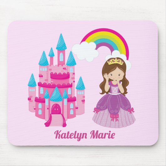 Niedliches Custom Pink Princess Castle Fairy Tale Mousepad (Vorne)