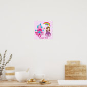 Niedliches Custom Pink Princess Castle Fairy Tale Poster (Küche)