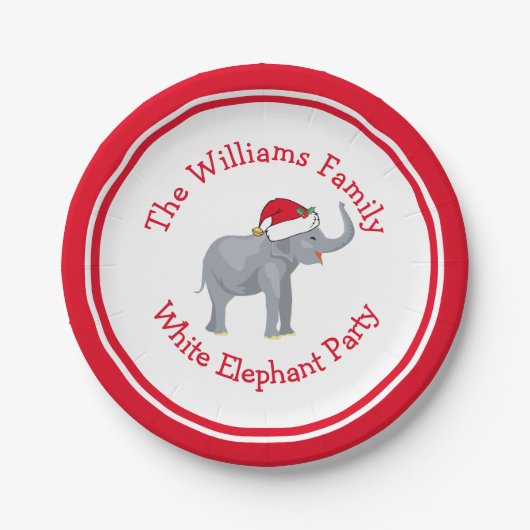 Niedliches Custom Red Christmas White Elephant Par Pappteller (Vorderseite)