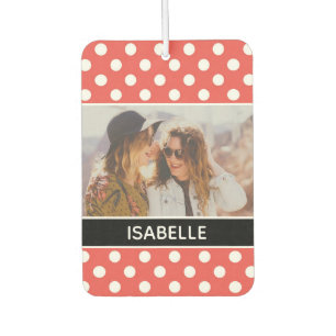 Niedliches Custom Red Polka Dot Foto Personalisier Autolufterfrischer