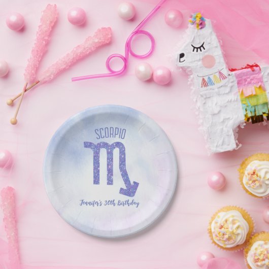 Niedliches Custom Scorpio Signieren Lila Geburtsta Pappteller (Party)