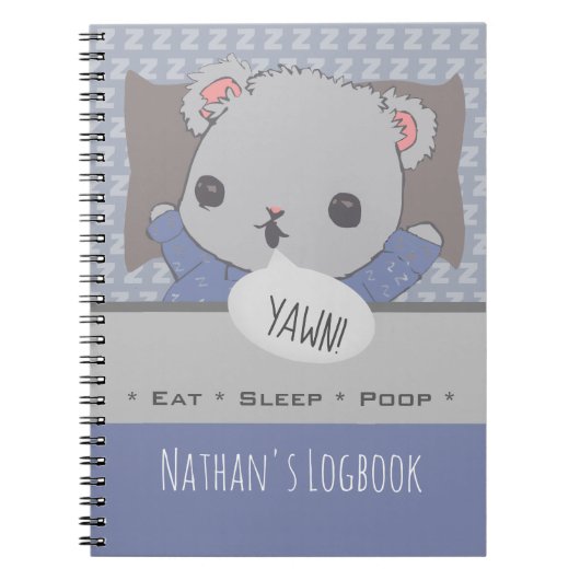 Niedliches Custom Teddy Bear Baby Logbook Notizblock (Vorderseite)