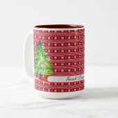 Niedliches Custom Watercoler Snowman Weihnachtsbau Zweifarbige Tasse (Vorderseite Links)