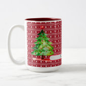 Niedliches Custom Watercoler Snowman Weihnachtsbau Zweifarbige Tasse (Links)