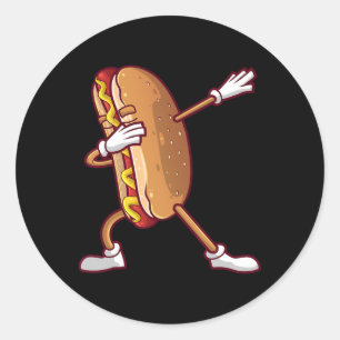 Niedliches Dabbing Hot Dog Design für Kinder Männe Runder Aufkleber