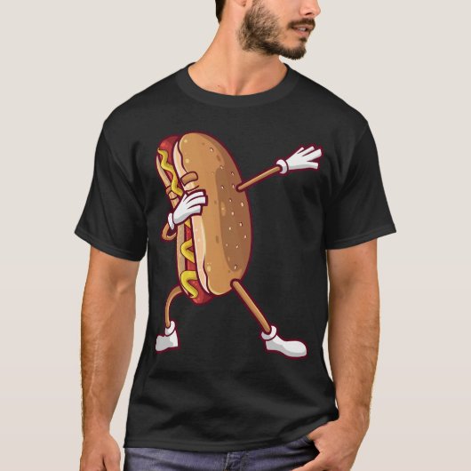 Niedliches Dabbing Hot Dog Funny Dancing Food T-Shirt (Vorderseite)
