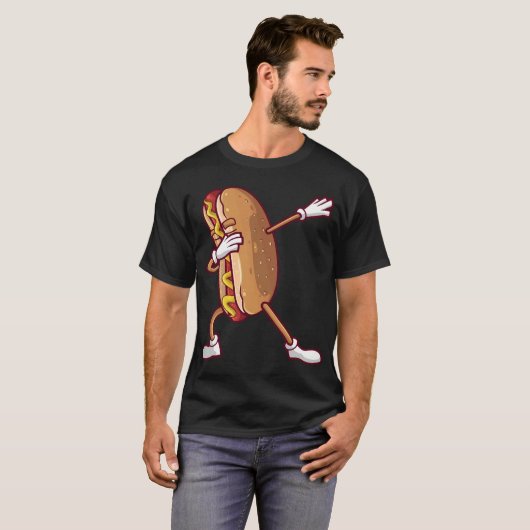 Niedliches Dabbing Hot Dog Funny Dancing Food T-Shirt (Vorne ganz)