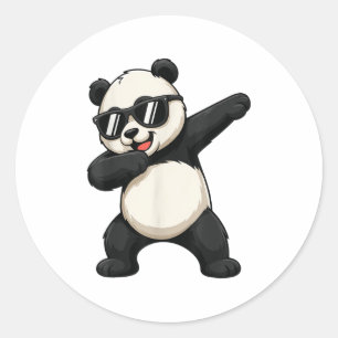 Niedliches Dabbing Panda Bären Outfit Junge Männer Runder Aufkleber