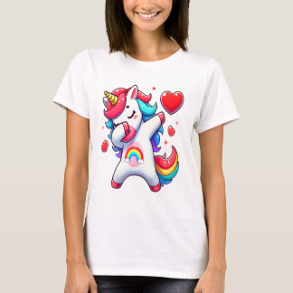 Niedliches Dabbing Unicorn HolHerz - Regenbogen Li T-Shirt