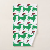 Niedliches Dachchund mit einem Weihnachtshut Badhandtuch Set (Handtuch)